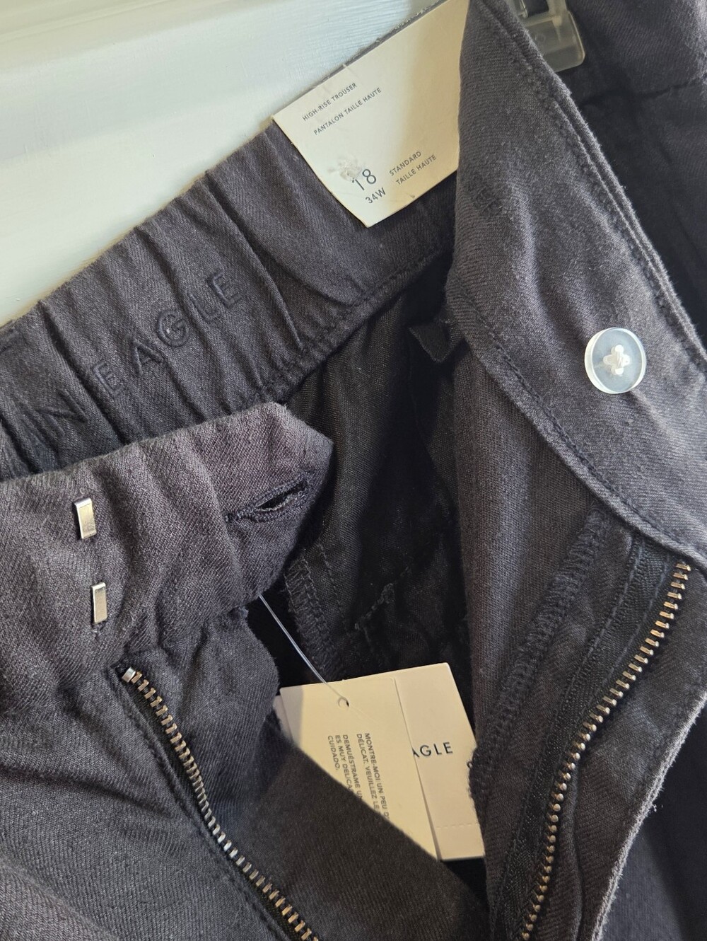 NWT American Eagle Wide-Leg Black Linen Blend Trouser - Picture 4 of 8